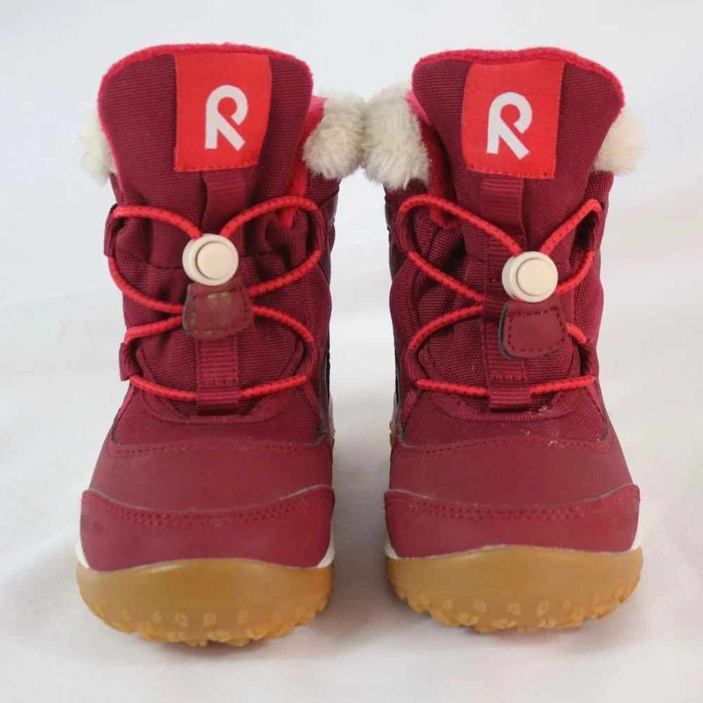 Reima Burgundy Red Winter Faux Fur Trim Waterproof Boots Kids Size 24 / US 8